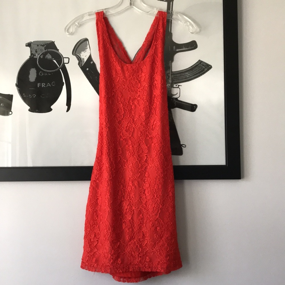 Lovers + Friends stretch floral lace mini dress S